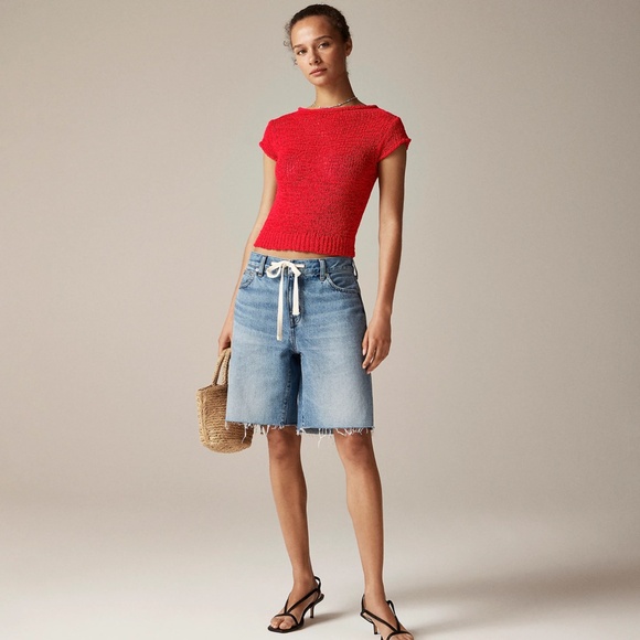 New JCREW Size S Montauk Textured Sweater Tee in Vintage Red $89 BZ511 - Picture 4 of 7